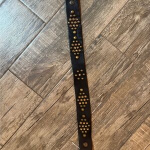 McFadin Black Studded Leather Purse Strap